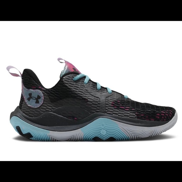 Under Armour Spawn 3 UA Black Blue Pink Men Basketball Shoes 3024777-001 Sz 10.5